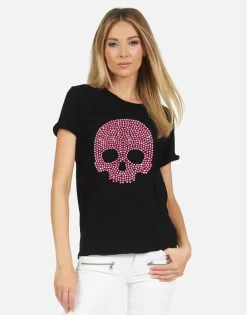Clearance Pink Stud Skull S/S Boyfriend Tee | Edda X By Women Short Sleeve