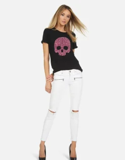Clearance Pink Stud Skull S/S Boyfriend Tee | Edda X By Women Short Sleeve