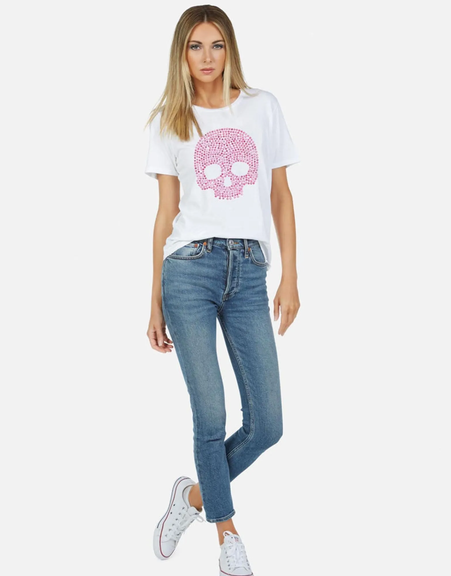 Cheap Pink Stud Skull Vintage Tee | Croft By Women Short Sleeve