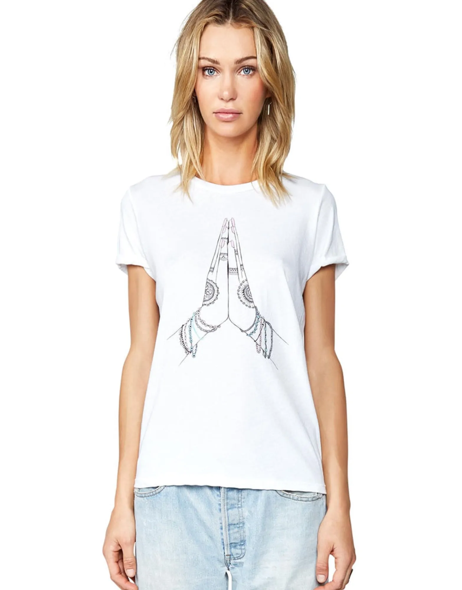 Store Prayer Hands Vintage Short Sleeve Roll Up Tee | Edda By Women Short Sleeve
