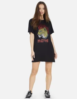 Cheap Punk Leopard S/S T-Shirt Dress W/ Crystals | Misty By Women Dresses