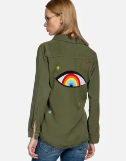 Cheap Rainbow Eye Stars L/S Button Up Denim Shirt | Sloane By Women Long Sleeve