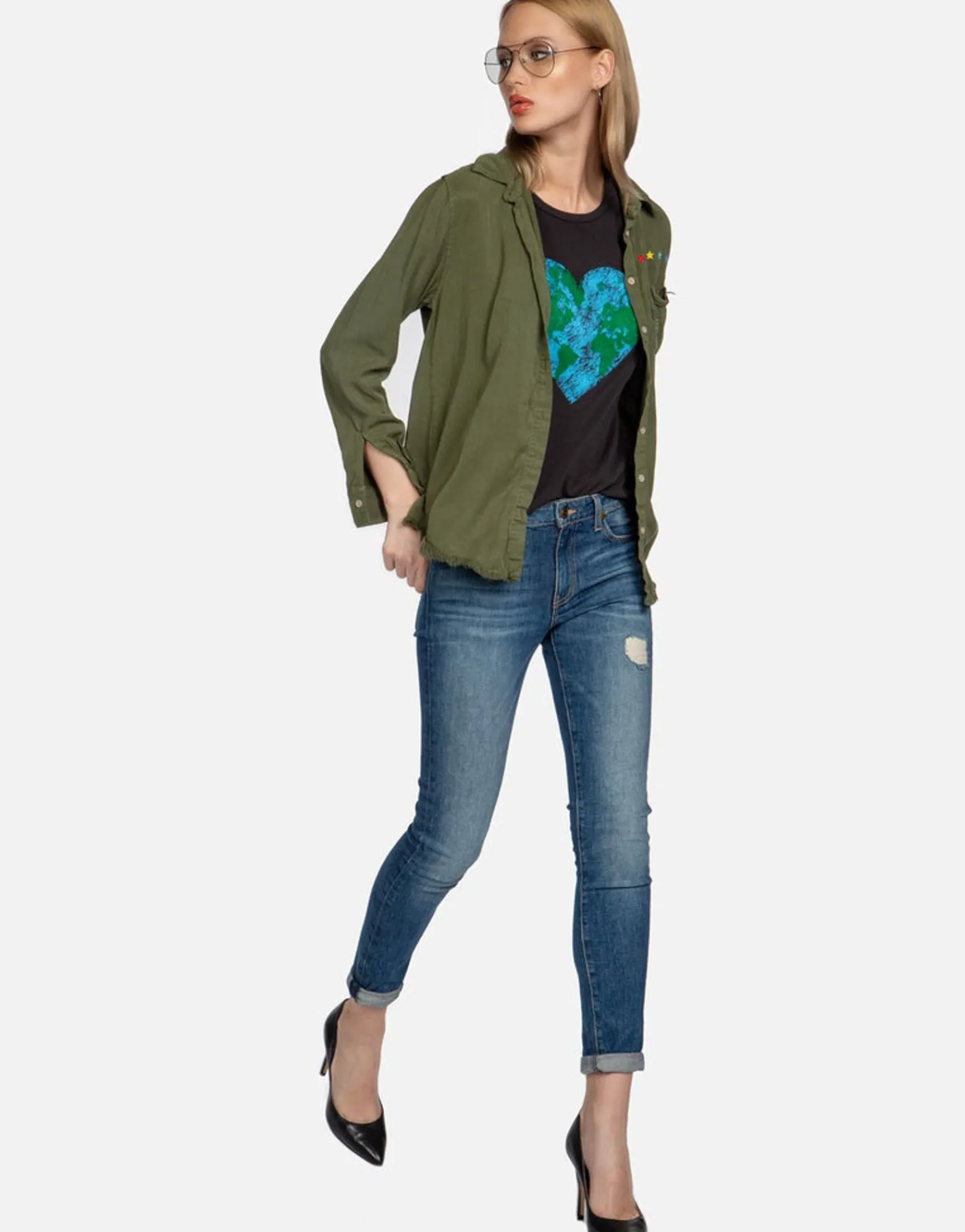 Cheap Rainbow Eye Stars L/S Button Up Denim Shirt | Sloane By Women Long Sleeve