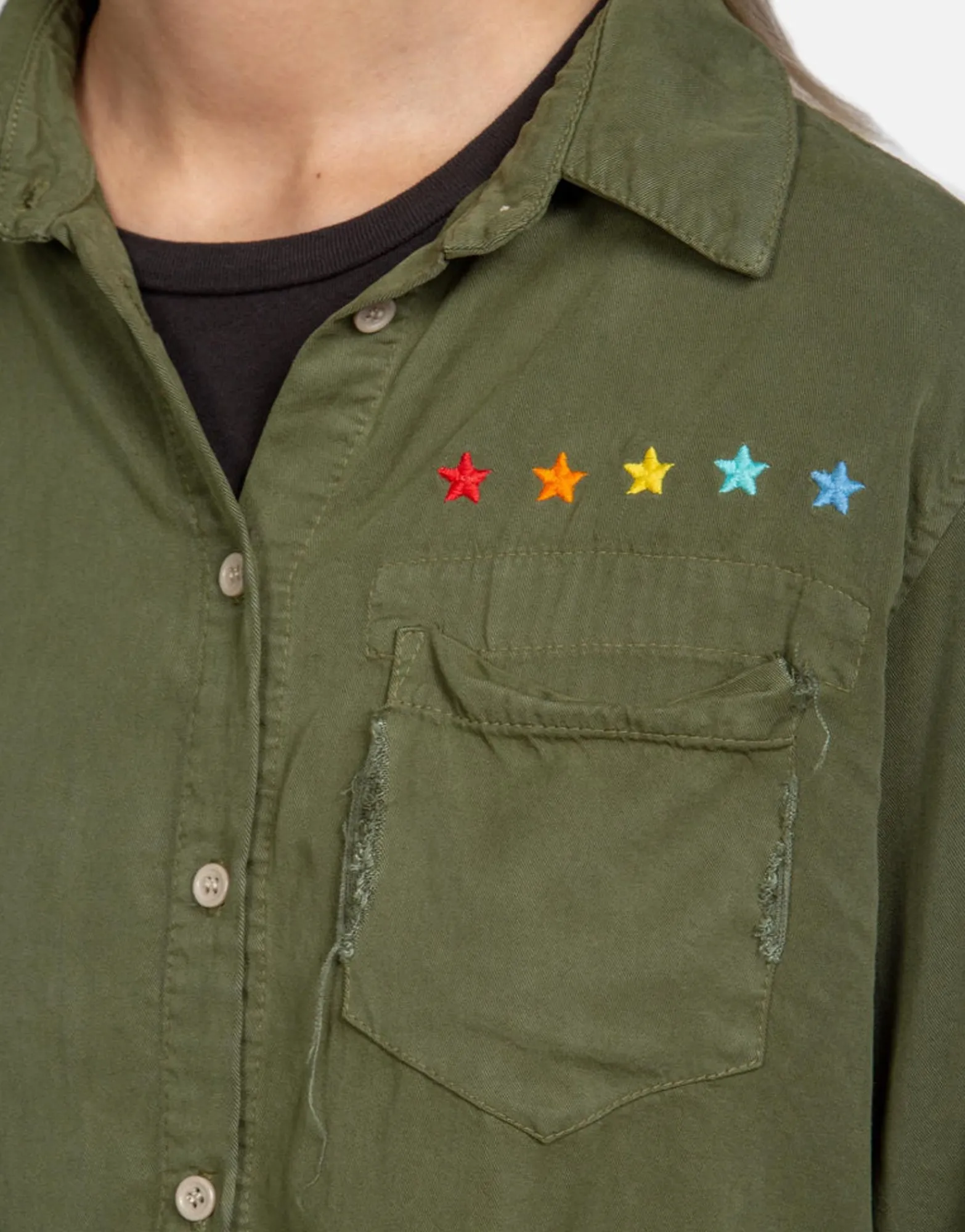 Cheap Rainbow Eye Stars L/S Button Up Denim Shirt | Sloane By Women Long Sleeve