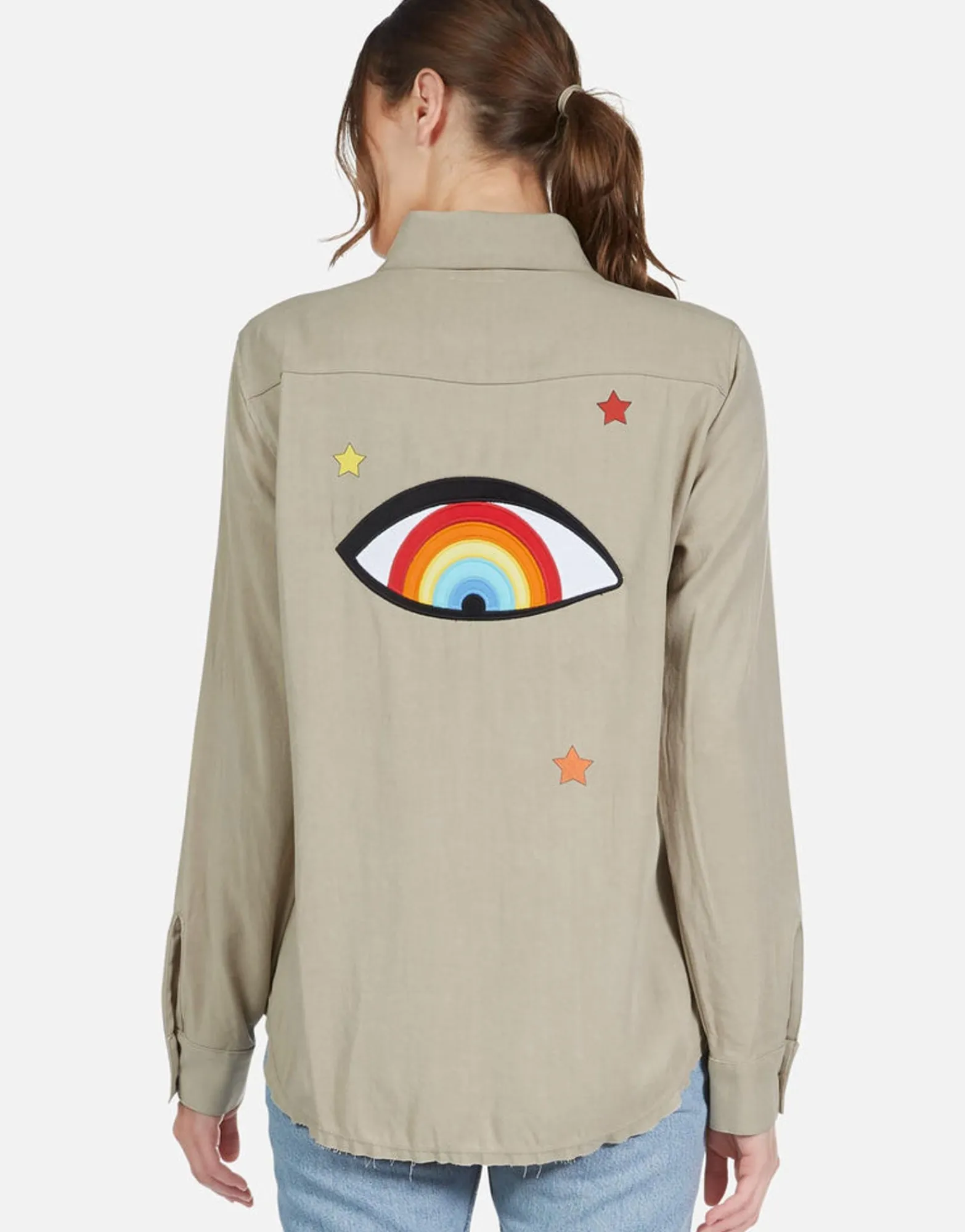 Cheap Rainbow Eye Stars L/S Button Up Denim Shirt | Sloane By Women Long Sleeve
