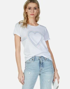 Clearance Rainbow Heart Outline Vintage S/S Tee | Edda By Women Short Sleeve