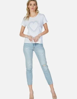 Clearance Rainbow Heart Outline Vintage S/S Tee | Edda By Women Short Sleeve