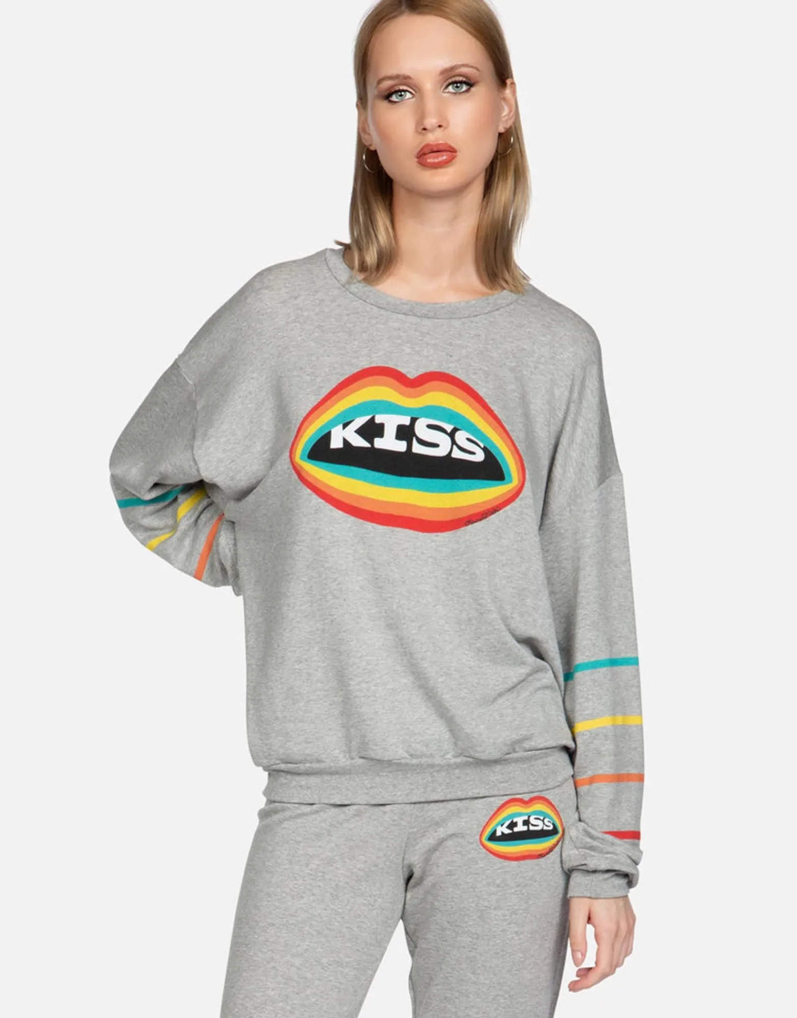 Fashion Rainbow Kiss Lip L/S Boyfriend Pullover | Babbs By Women Long Sleeve
