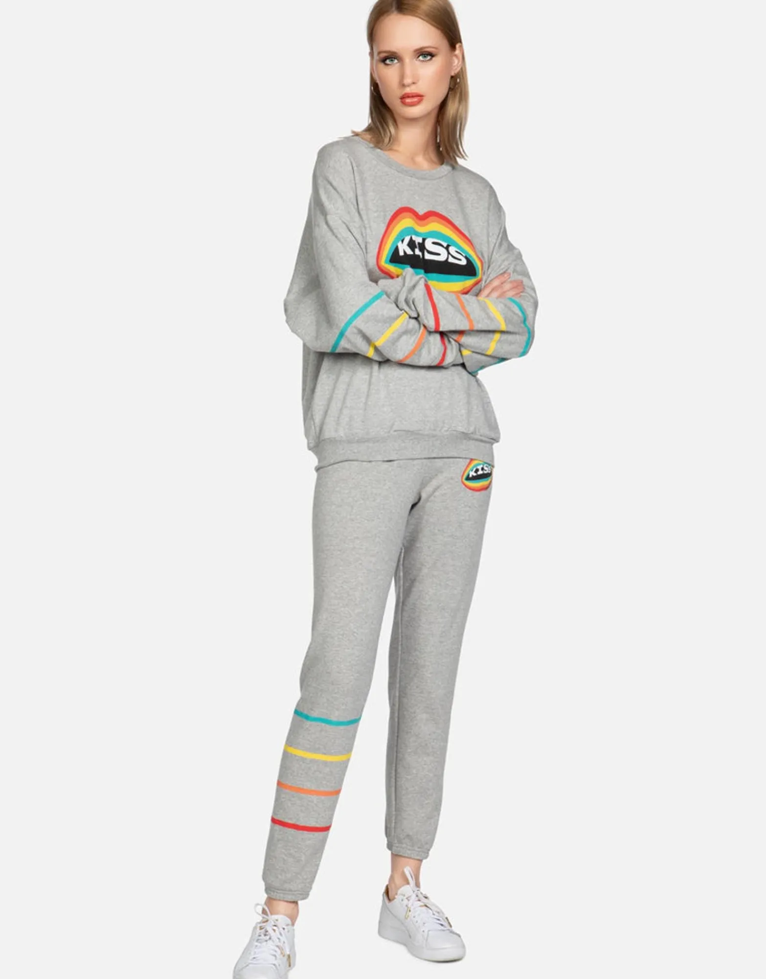 Fashion Rainbow Kiss Lip L/S Boyfriend Pullover | Babbs By Women Long Sleeve