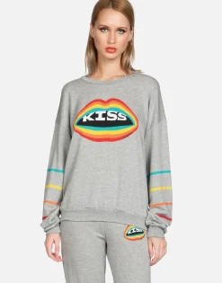Fashion Rainbow Kiss Lip L/S Boyfriend Pullover | Babbs By Women Long Sleeve