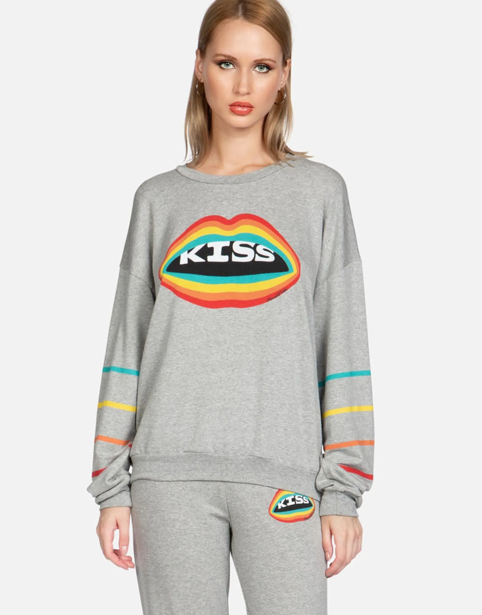 Fashion Rainbow Kiss Lip L/S Boyfriend Pullover | Babbs By Women Long Sleeve
