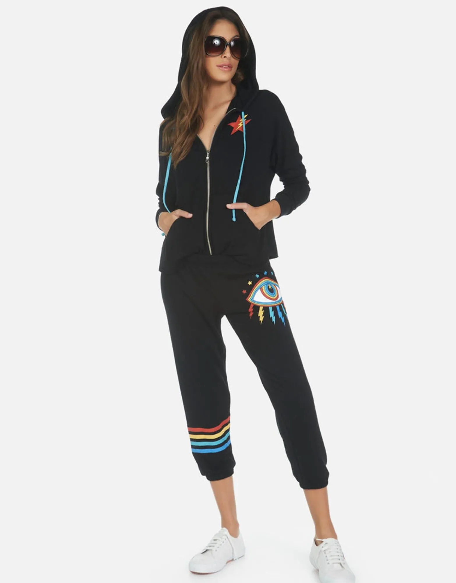 Fashion Rainbow Lighting Eye Women'S Crop Sweatpant | Alana By Women Crop Sweatpants