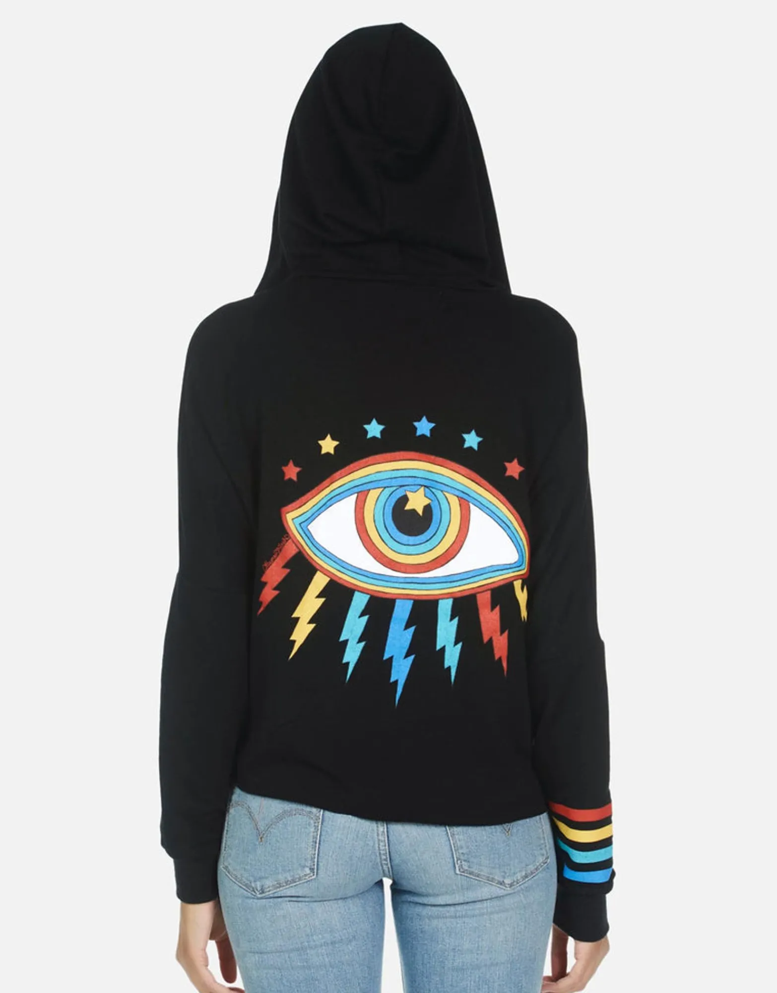 Flash Sale Rainbow Lighting Eye Zip Up Women'S Hoodie | Bonita By Women Hoodies