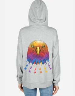 Hot Rainbow Lightning Eagle Zip Up Hoodie | Avalyn By Women Hoodies