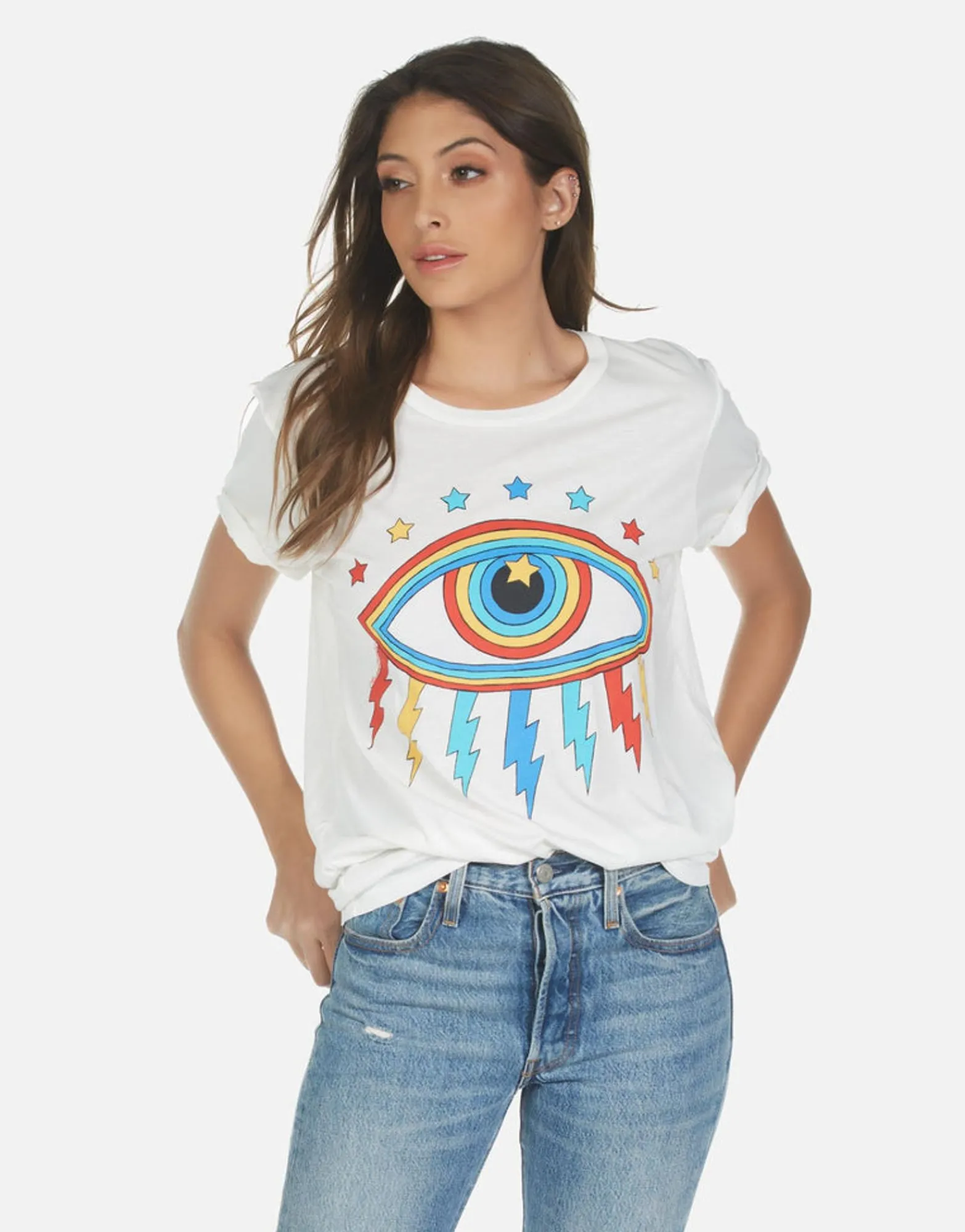 Shop Rainbow Lightning Eye Boyfriend Tee | Wolf By Women Short Sleeve