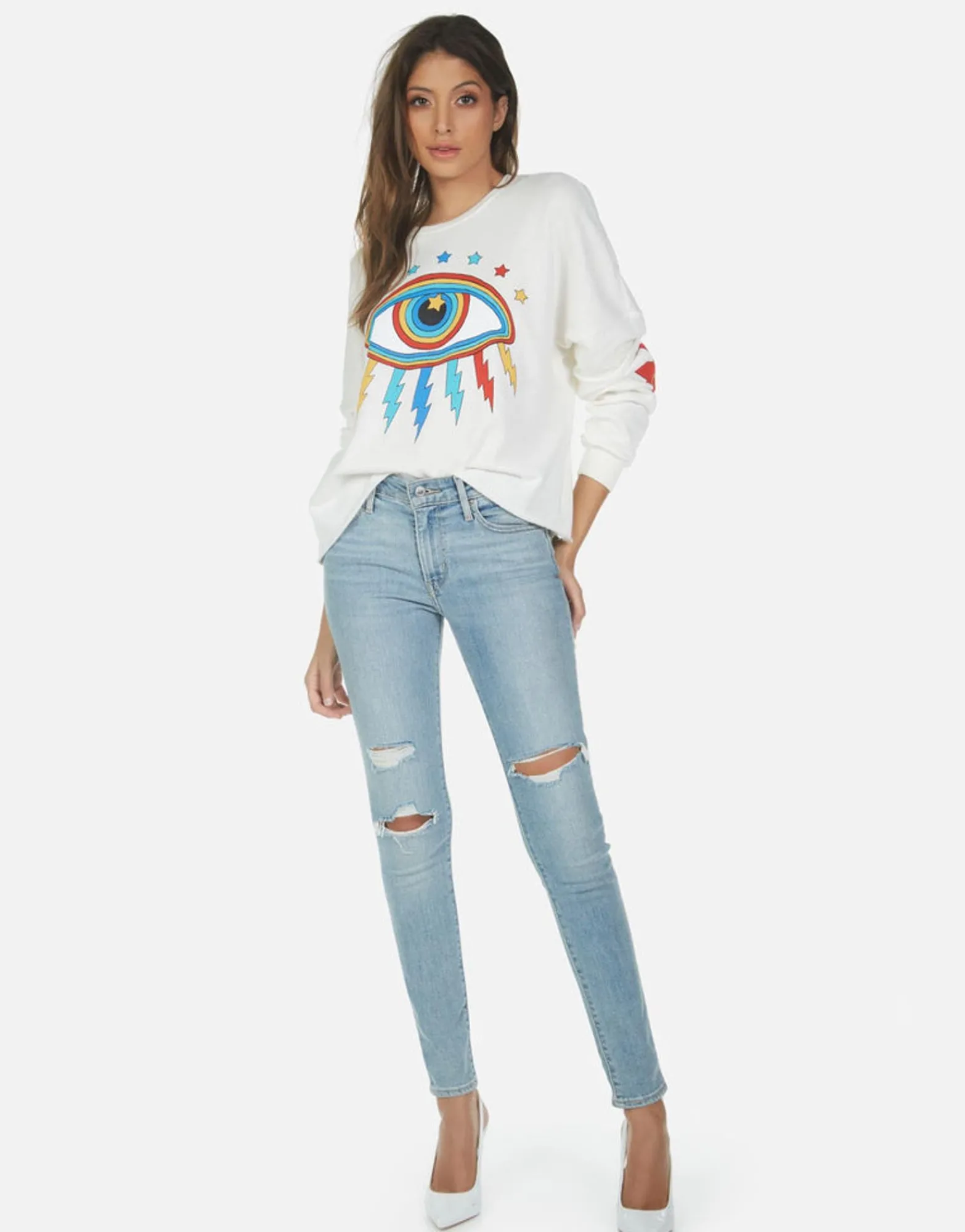 Best Rainbow Lightning Eye Crop Pullover | Lee By Women Long Sleeve