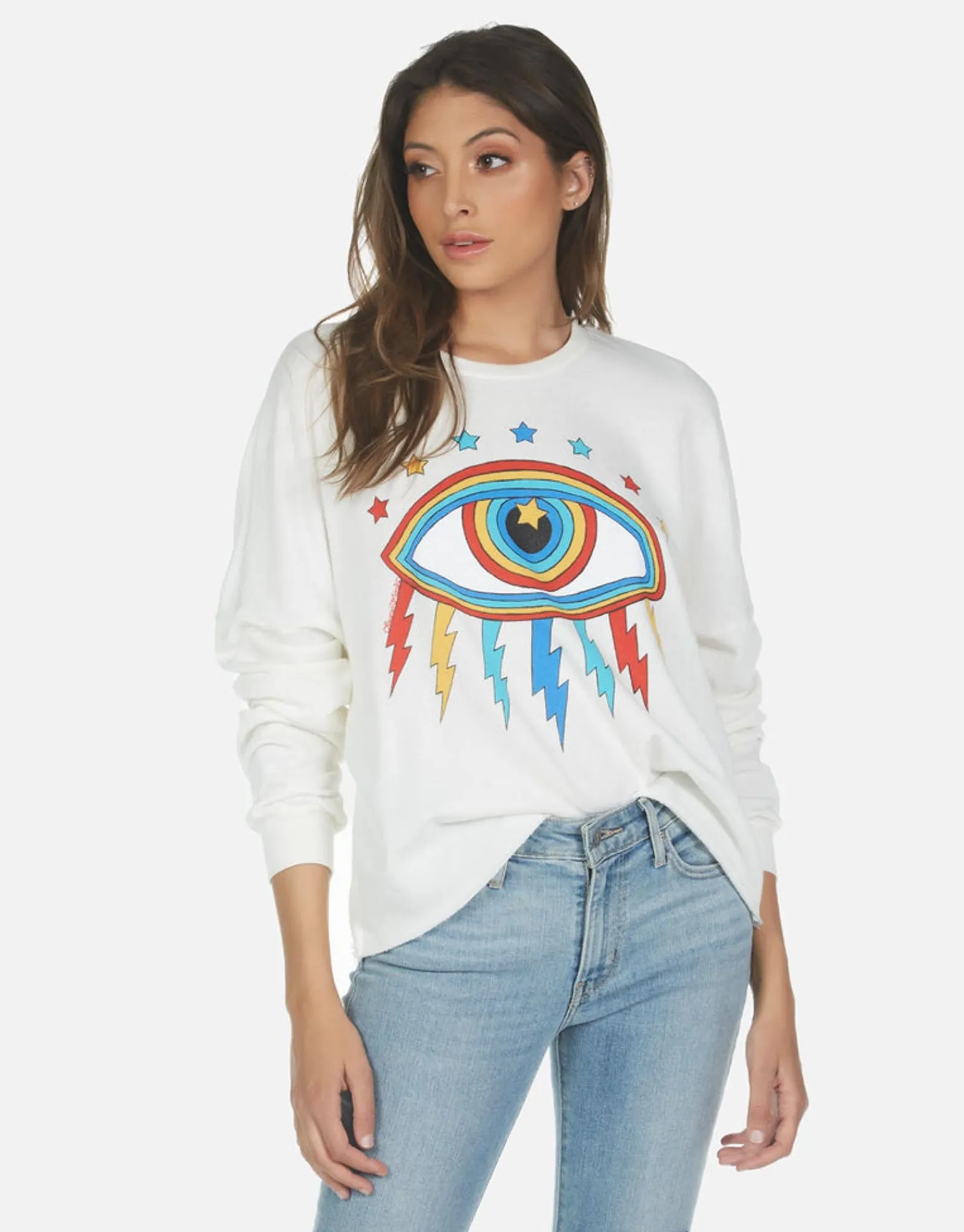 Best Rainbow Lightning Eye Crop Pullover | Lee By Women Long Sleeve