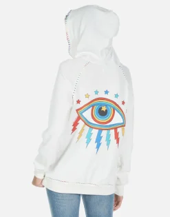 Cheap Rainbow Lightning Eye Half Zip Hoodie | Dezi By Women Hoodies