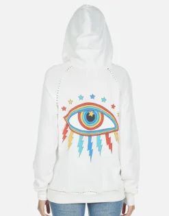 Cheap Rainbow Lightning Eye Half Zip Hoodie | Dezi By Women Hoodies