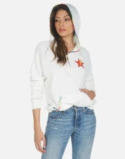Cheap Rainbow Lightning Eye Half Zip Hoodie | Dezi By Women Hoodies