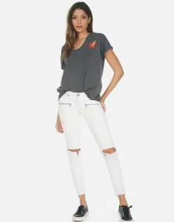 Outlet Rainbow Lightning Eye Scoop Neck Boyfriend Tee | Elara By Women Short Sleeve