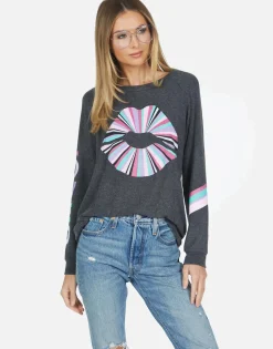 Best Rainbow Ray Lip Raglan Pullover | Everly By Women Long Sleeve