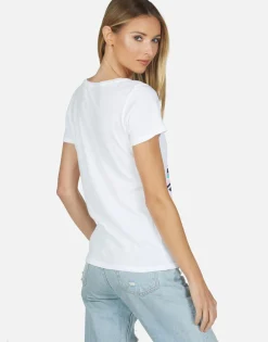 Sale Rainbow Ray Lip Ss V-Neck Tee | Cruz By Women Short Sleeve