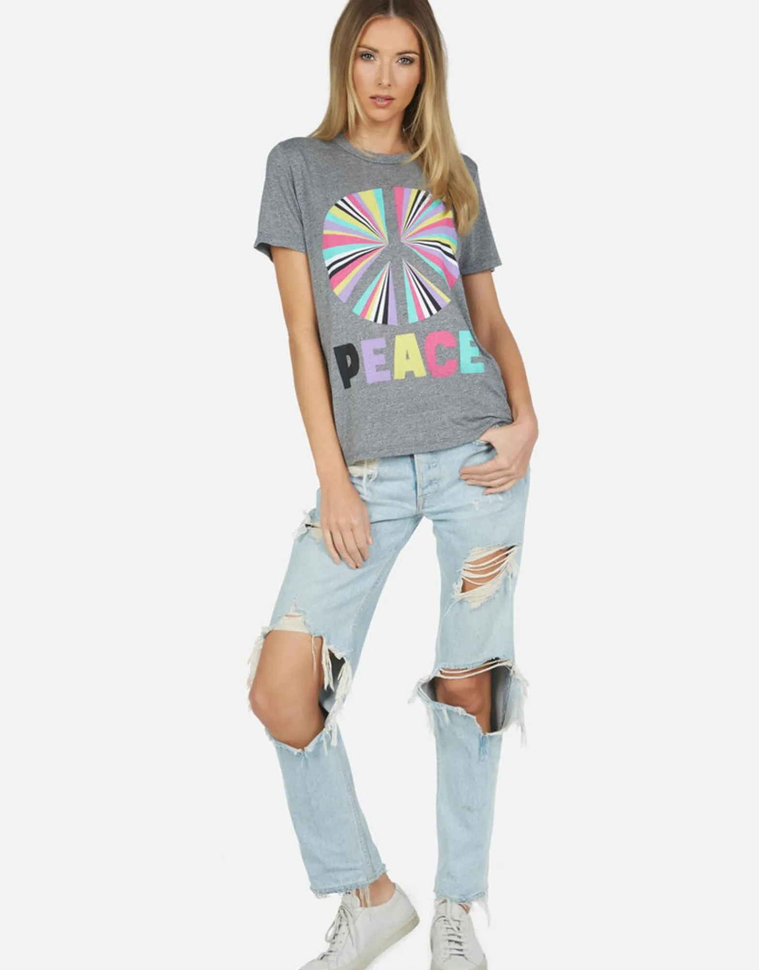 Clearance Rainbow Ray Peace Ss Tee | Capri By Women Short Sleeve