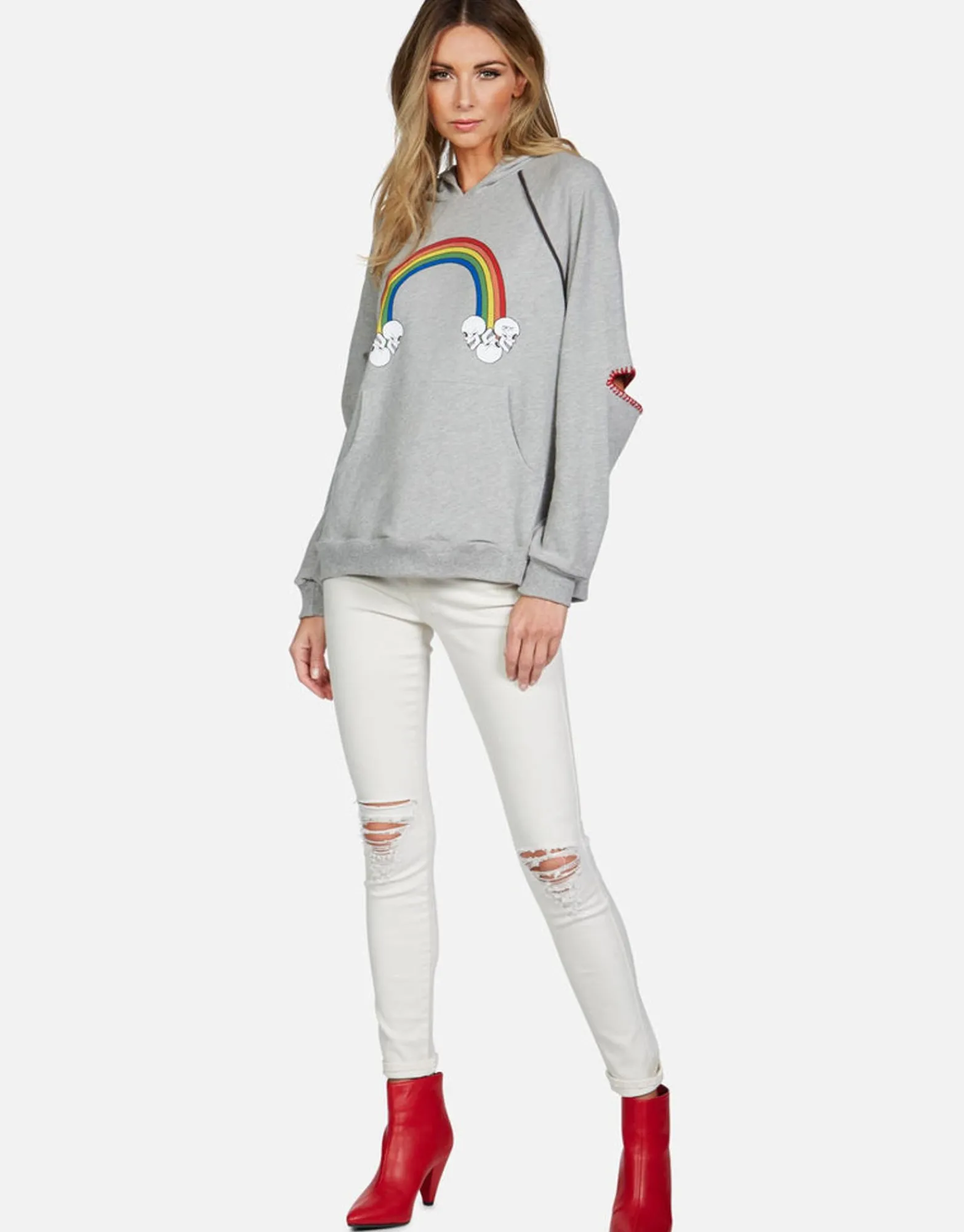 Flash Sale Rainbow Skull Could Raglan Pullover Hoodie | Kylie By Women Hoodies