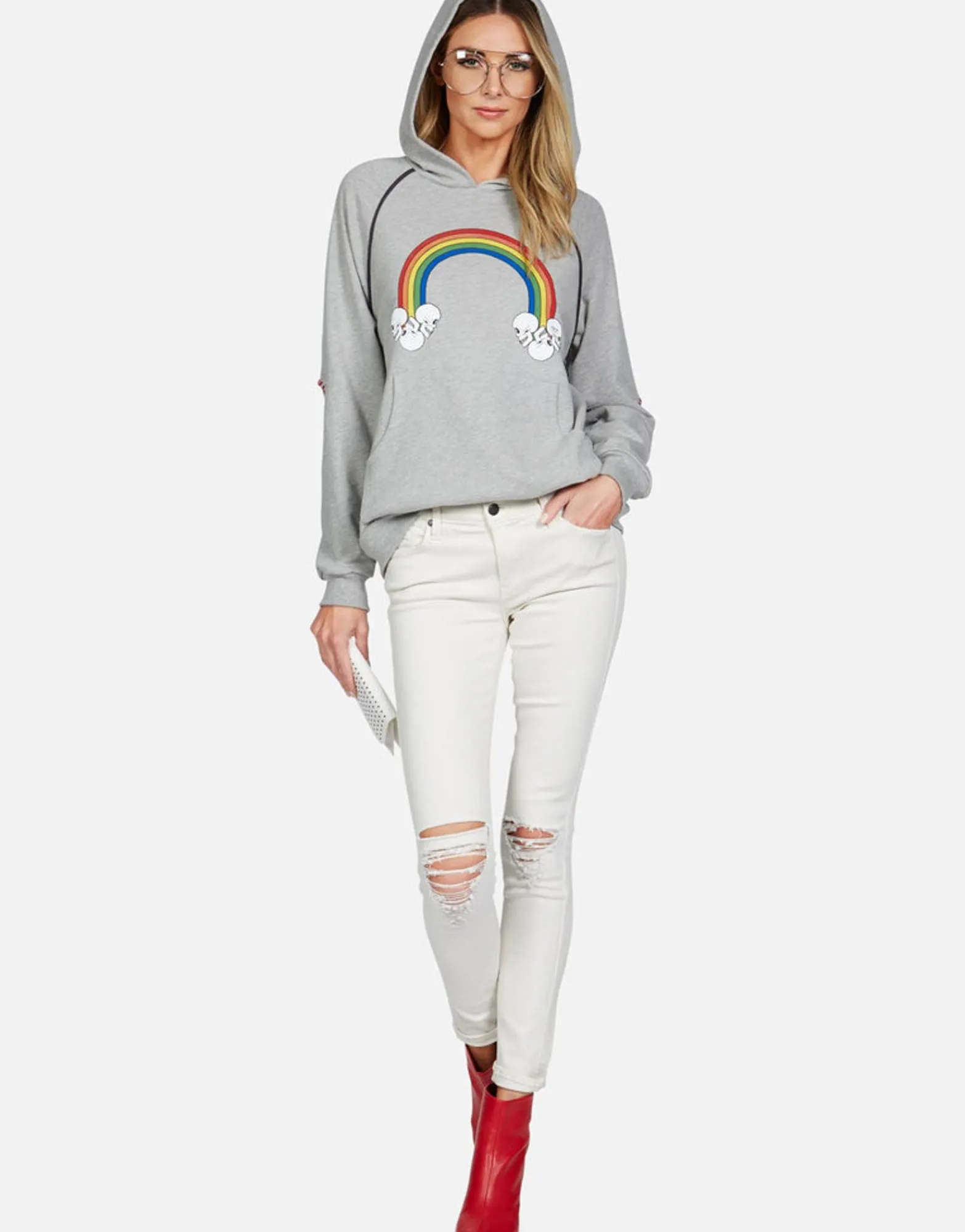 Flash Sale Rainbow Skull Could Raglan Pullover Hoodie | Kylie By Women Hoodies