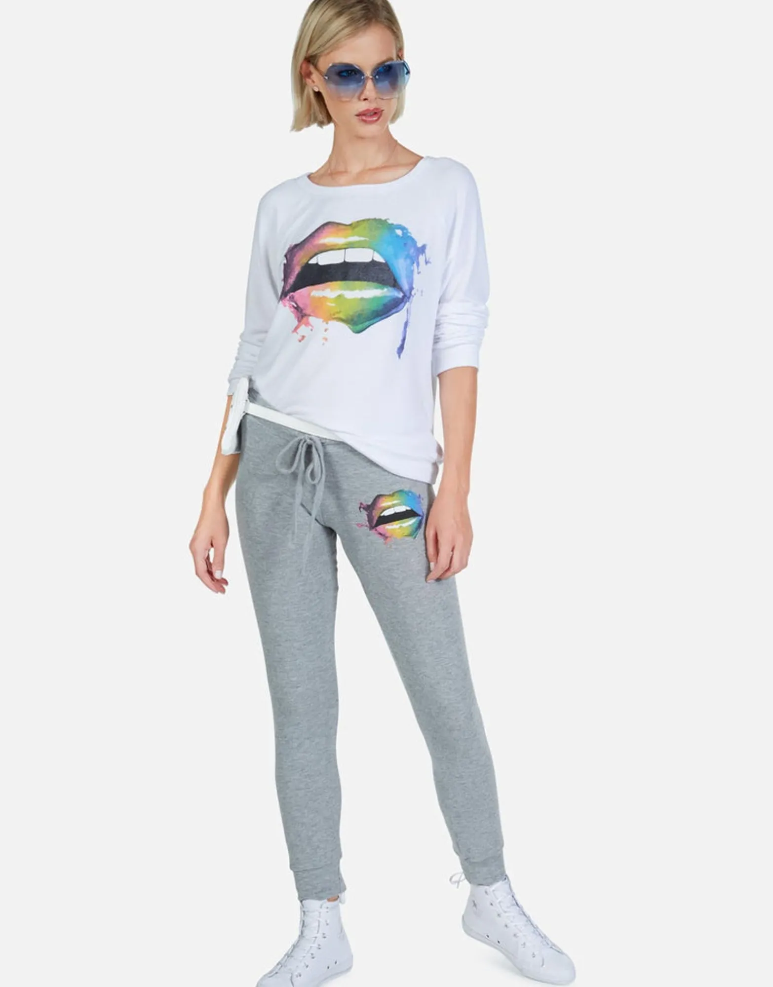 Discount Rainbow Smudge Lip Classic Sweatpant W/Cuff | Kizzy By Women Long Sweatpants