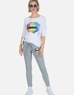 Discount Rainbow Smudge Lip Classic Sweatpant W/Cuff | Kizzy By Women Long Sweatpants