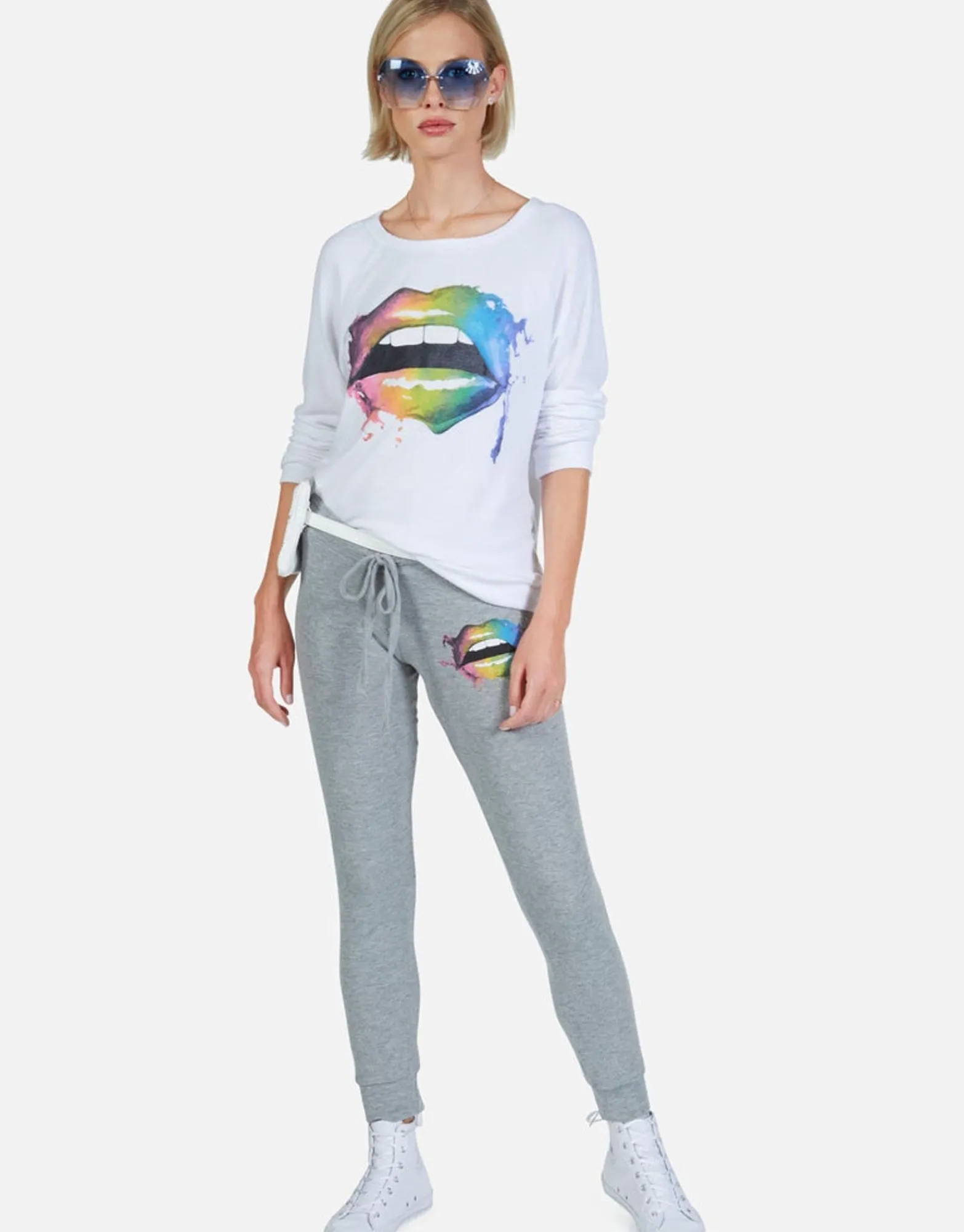Discount Rainbow Smudge Lip Classic Sweatpant W/Cuff | Kizzy By Women Long Sweatpants