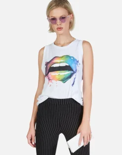 Flash Sale Rainbow Smudge Lip High Neck Tank | Peyton By Women Tanks