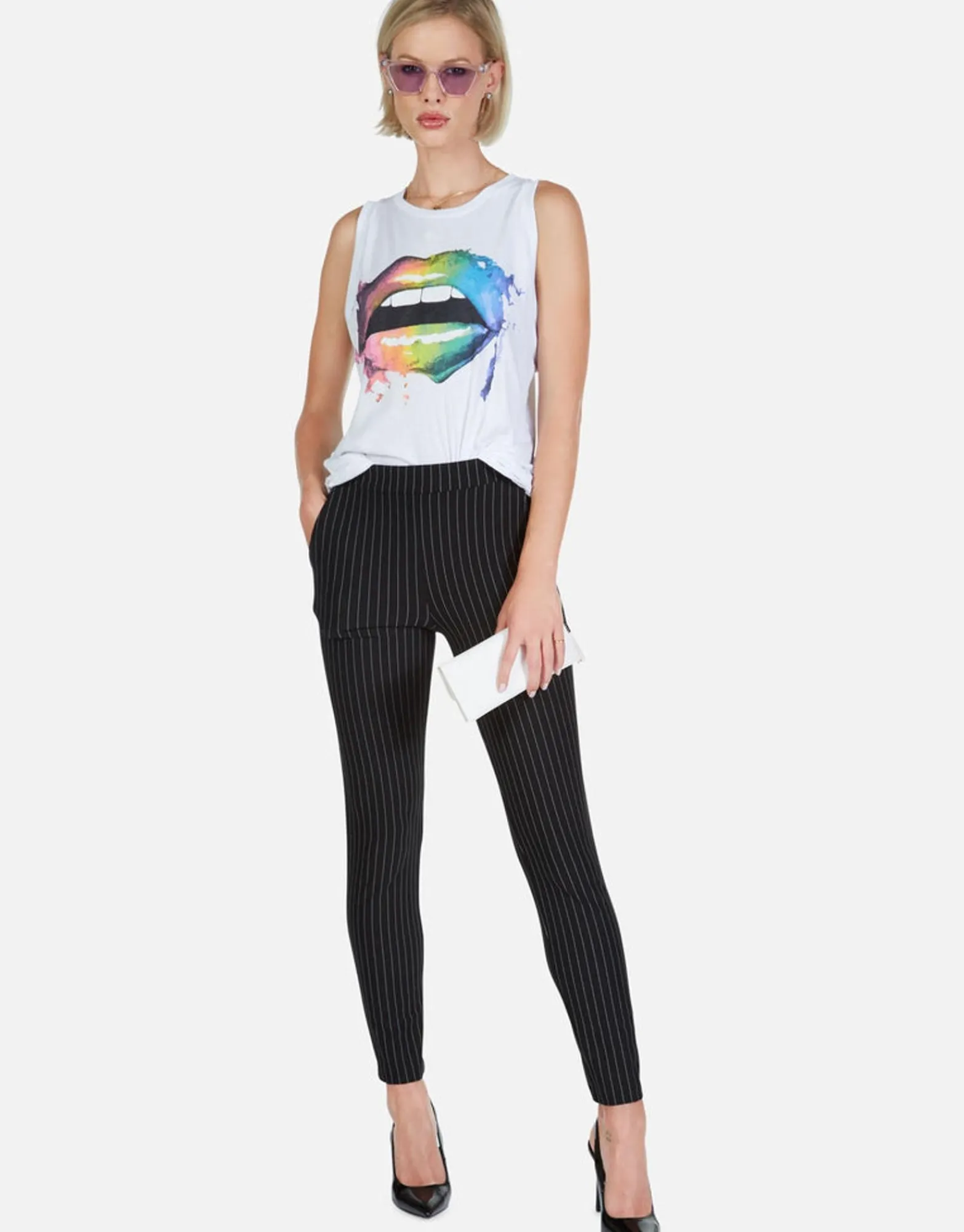 Flash Sale Rainbow Smudge Lip High Neck Tank | Peyton By Women Tanks