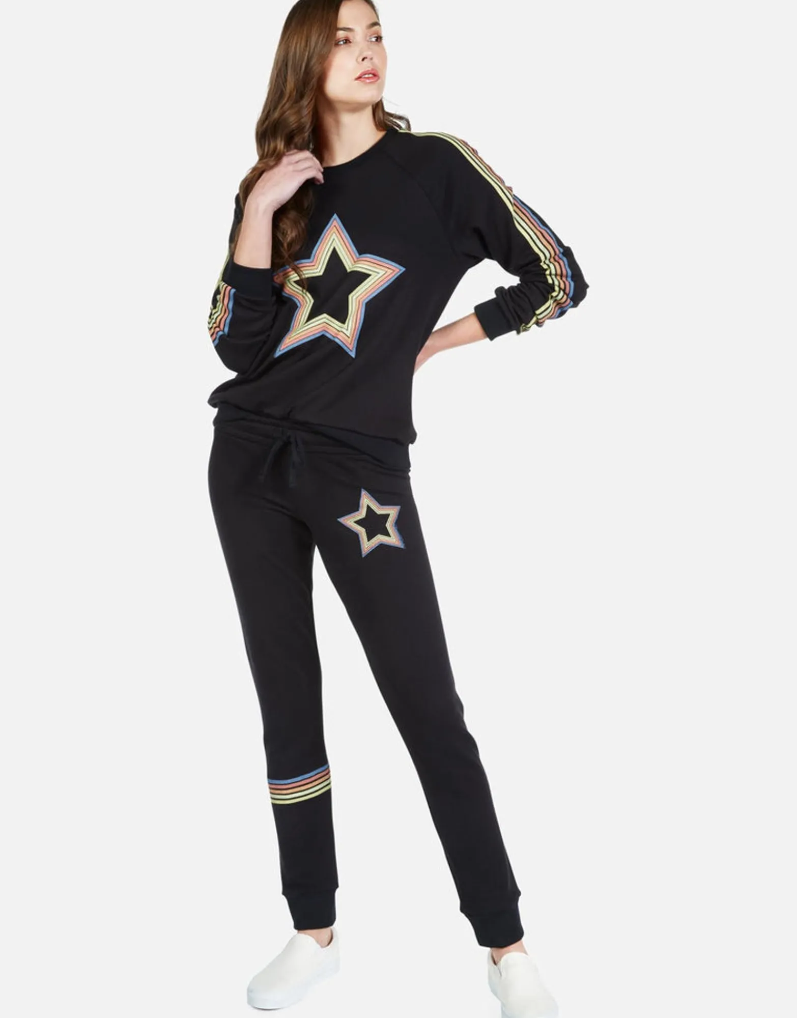 Hot Rainbow Star Lounge Sweatpant W/ Cuff | Jess By Women Long Sweatpants
