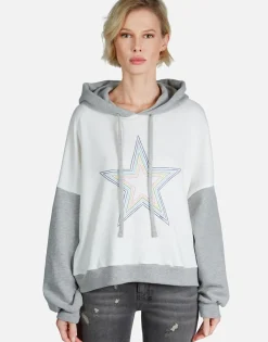 Cheap Rainbow Star Outline Drop Shoulder Hoodie | Ellie By Women Hoodies