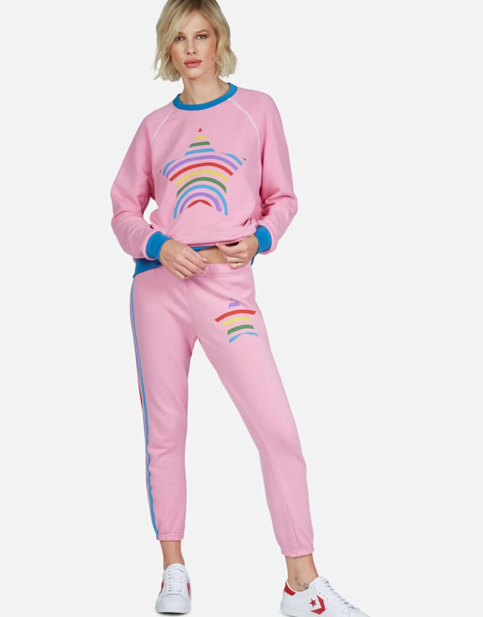 Best Rainbow Stripe Star L/S Raglan Pullover | Raelynn By Women Long Sleeve