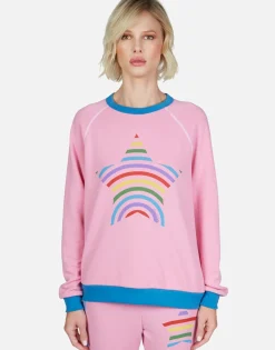 Best Rainbow Stripe Star L/S Raglan Pullover | Raelynn By Women Long Sleeve