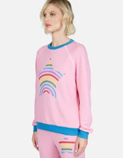 Best Rainbow Stripe Star L/S Raglan Pullover | Raelynn By Women Long Sleeve