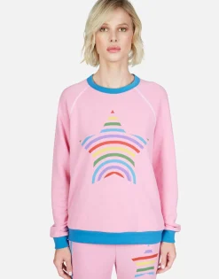 Best Rainbow Stripe Star L/S Raglan Pullover | Raelynn By Women Long Sleeve