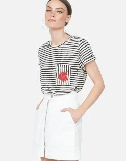 New Red Arrow Rose S/S Tee W/ Pocket & Scoop Hem | Iris By Women Short Sleeve