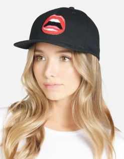 Discount Red Open Lip Patch Canvas Hat In | Bay By Hats