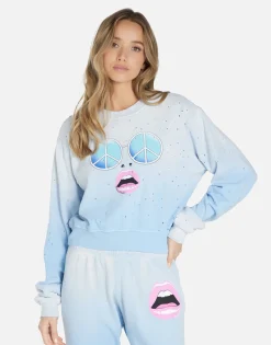 Online Retro Peace Face Crop Pullover | Spalding By Women Long Sleeve