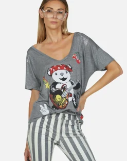 Shop Rock Bear S/S Oversized V-Neck Tee | Brixton By Women Short Sleeve