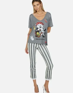 Shop Rock Bear S/S Oversized V-Neck Tee | Brixton By Women Short Sleeve