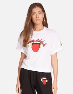 Outlet Rocker Eye Boxy Crop Top In Milk | Rue By Women Short Sleeve
