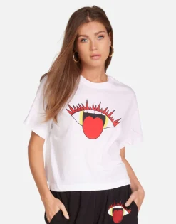 Outlet Rocker Eye Boxy Crop Top In Milk | Rue By Women Short Sleeve