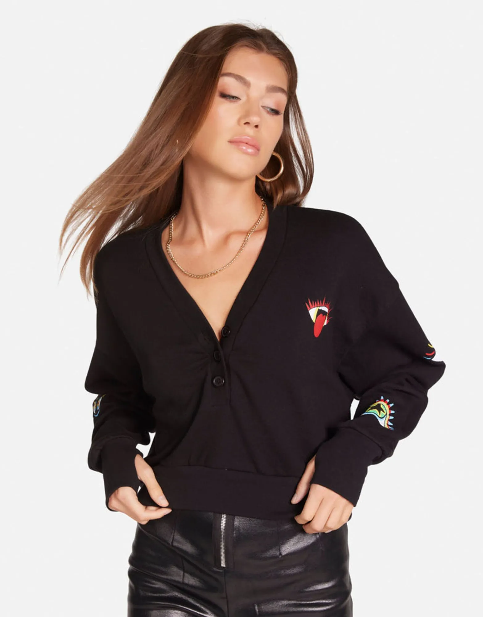 Cheap Rocker Eye L/S Henley In | Kathryn By Women Long Sleeve