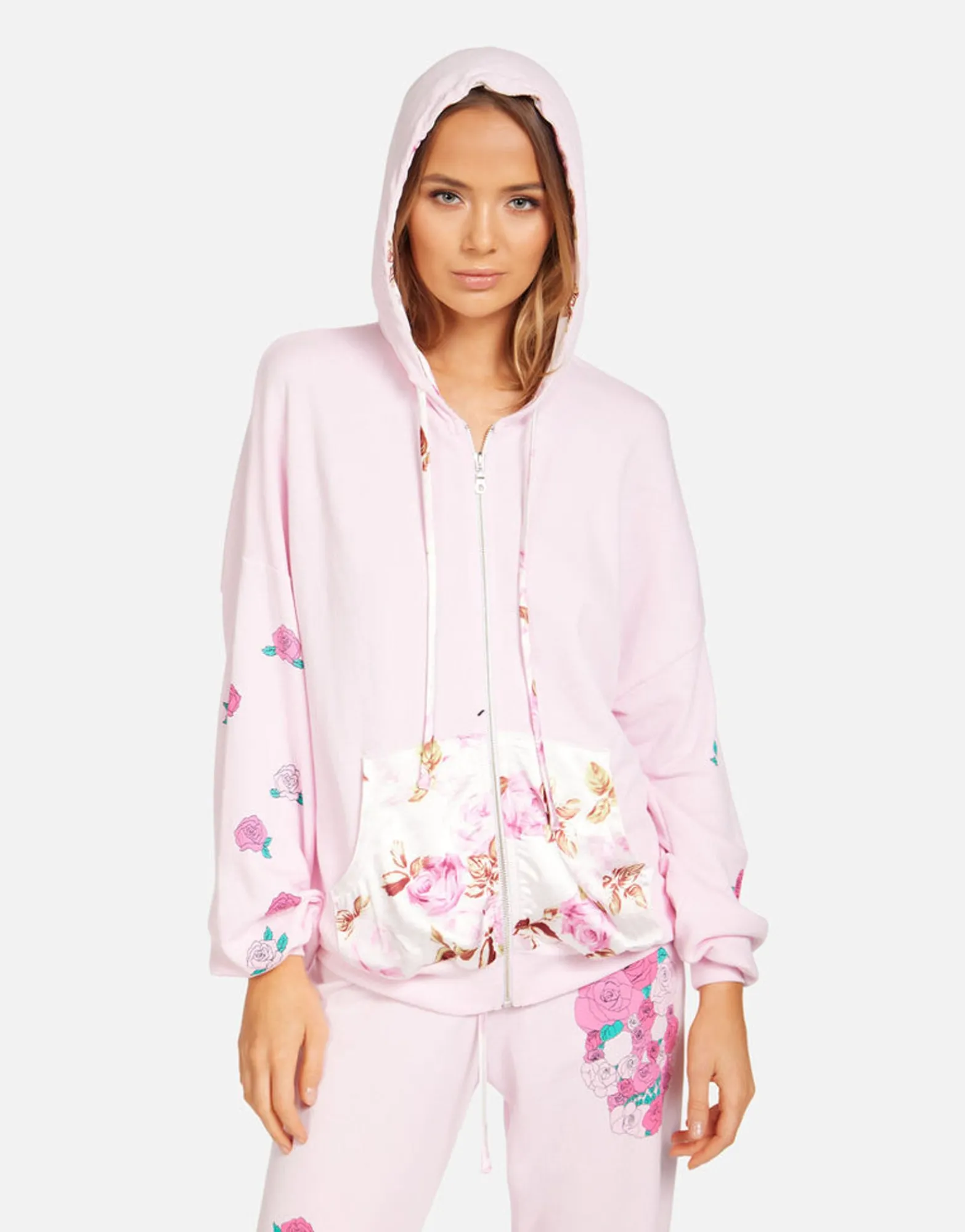 Discount Roma Pink Rose Skull Women Hoodies